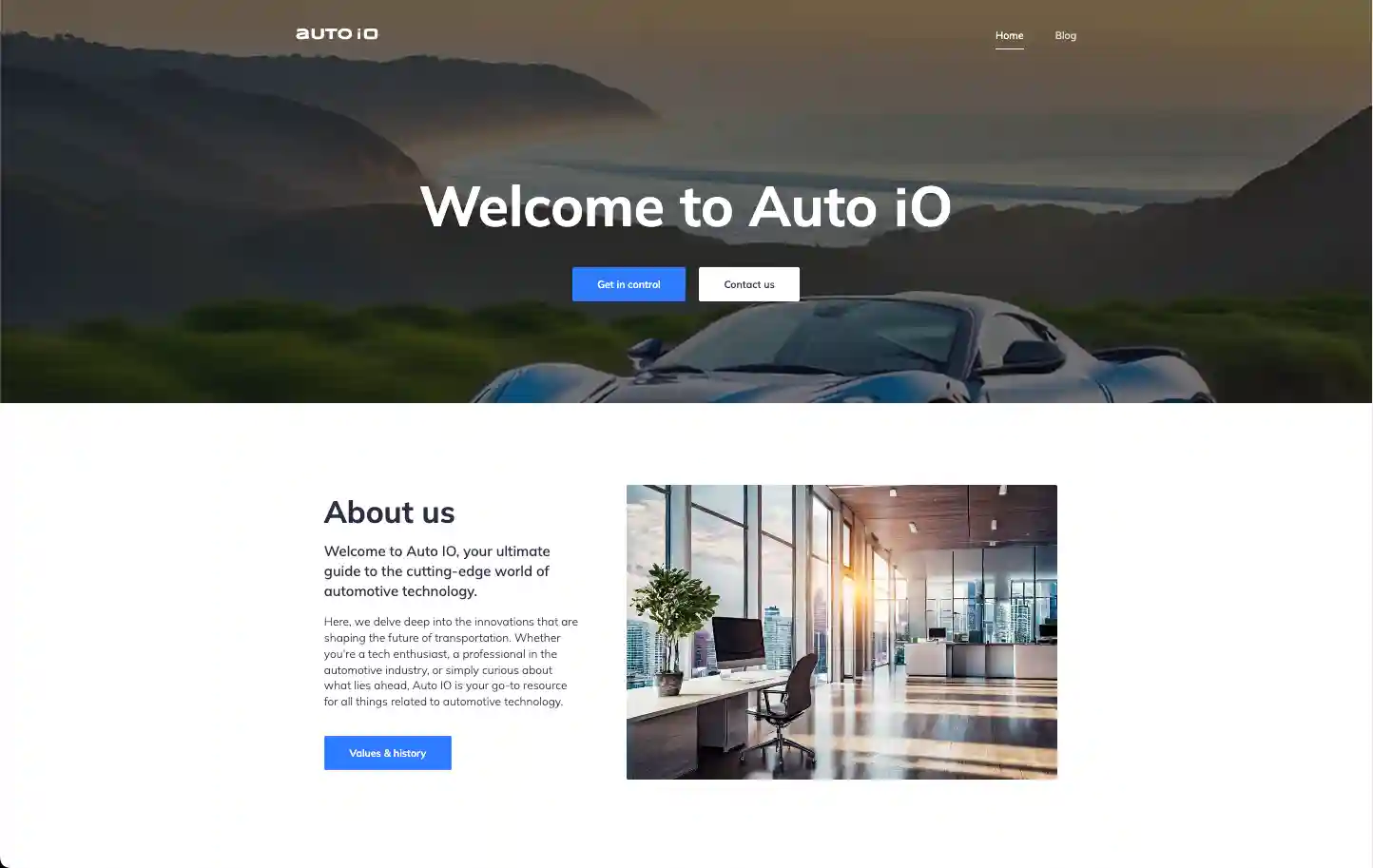 landing page of the Auto iO website